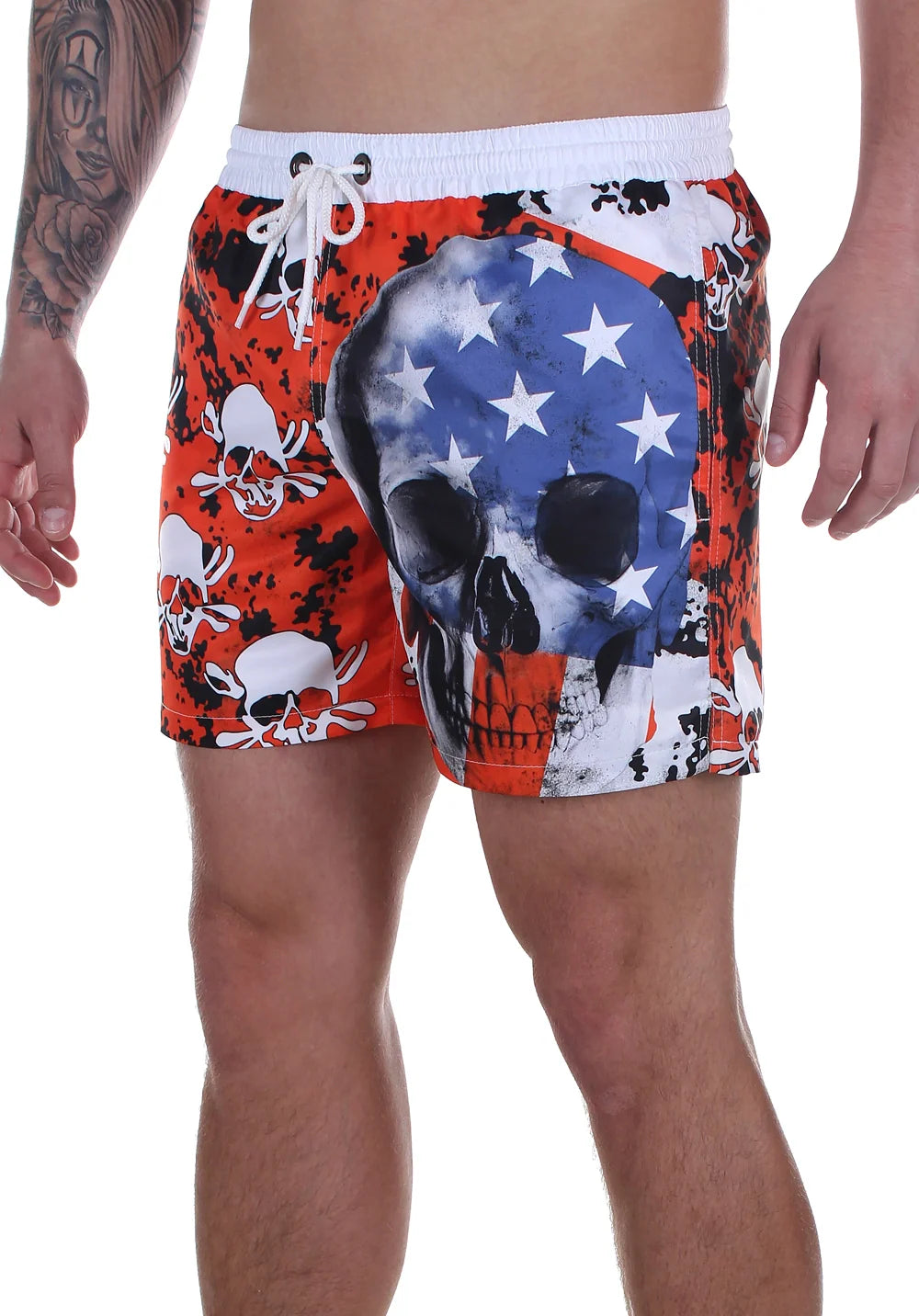 Шорти пляжні чоловічі AMERICAN FLAG SKULLS