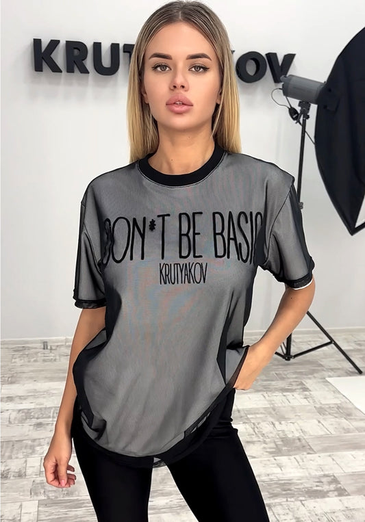 Футболка жіноча з сіткою DON'T BE BASIC біла