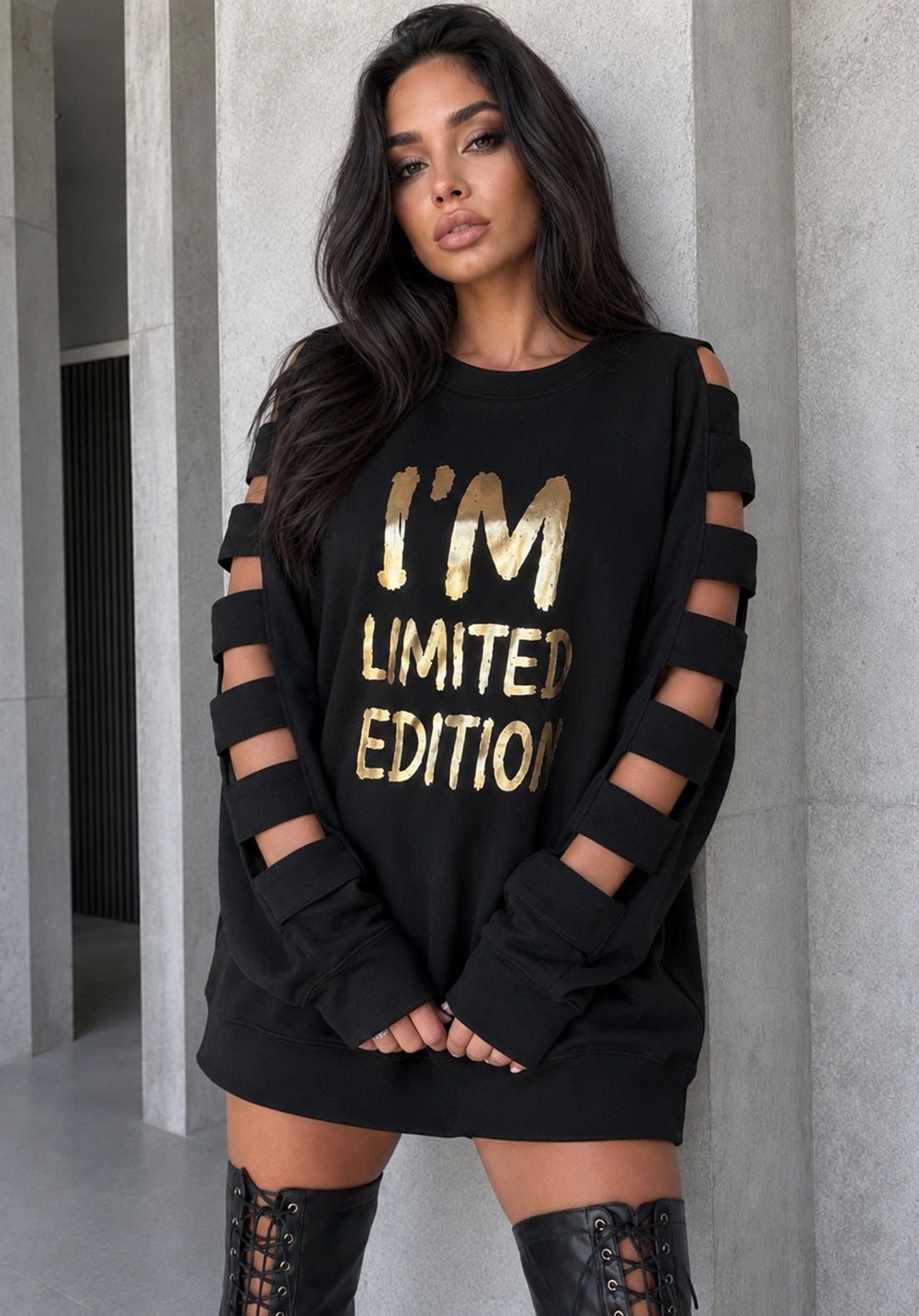 Жіноче плаття-світшот oversize LIMITED EDITION чорне