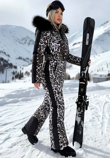 Лижний жіночий комбінезон LEO STRIPE з хутром