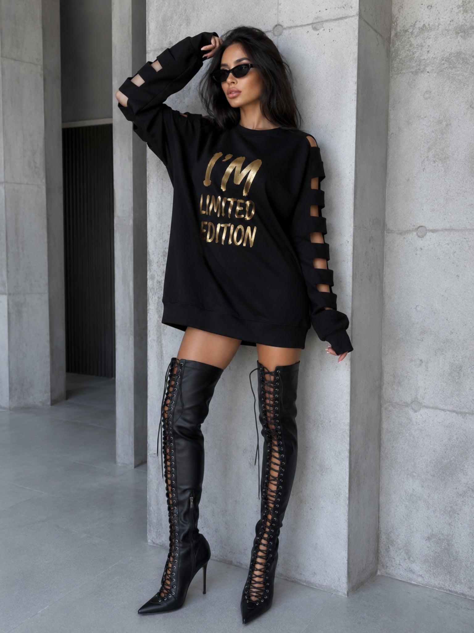 Жіноче плаття-світшот oversize LIMITED EDITION чорне