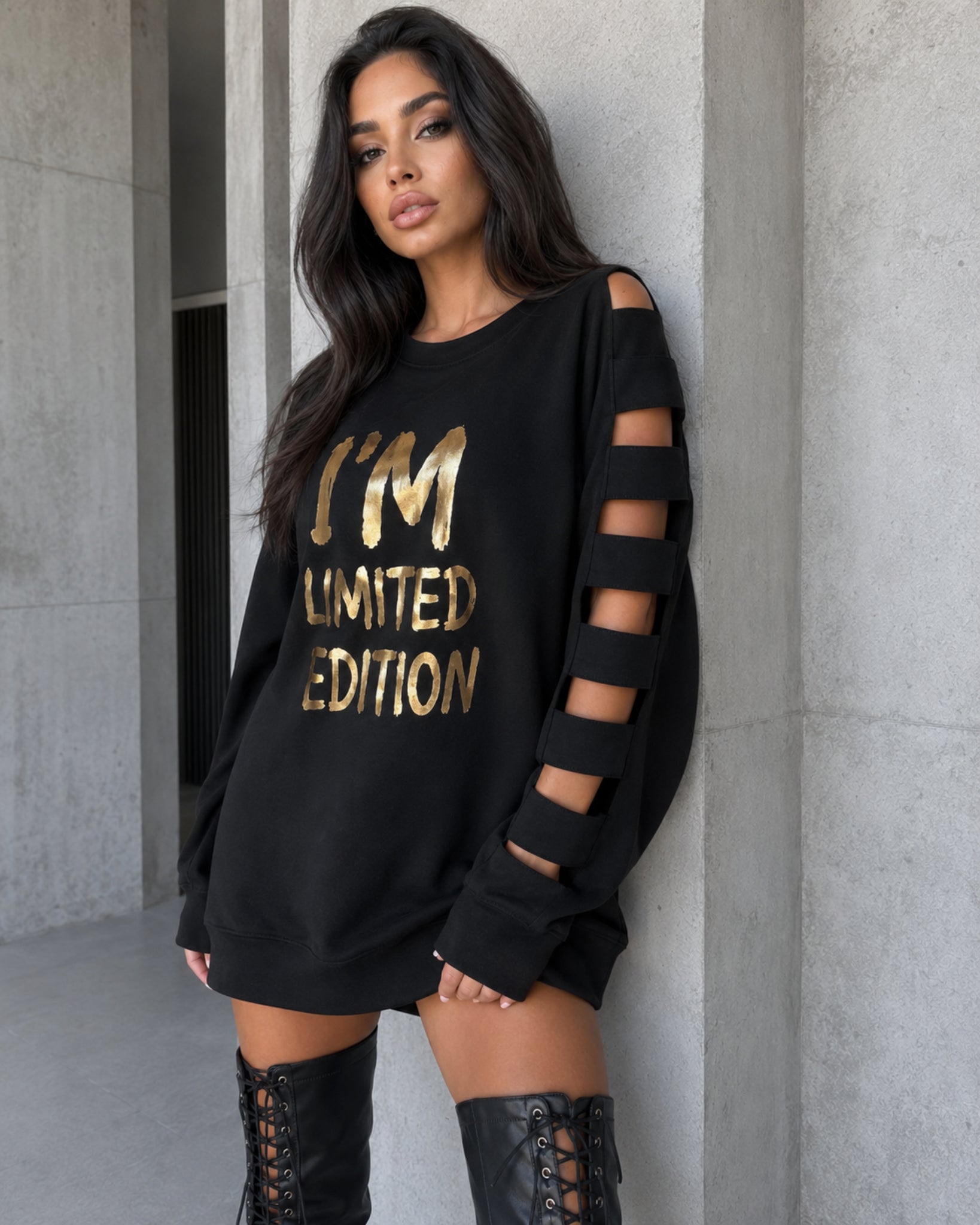 Жіноче плаття-світшот oversize LIMITED EDITION чорне