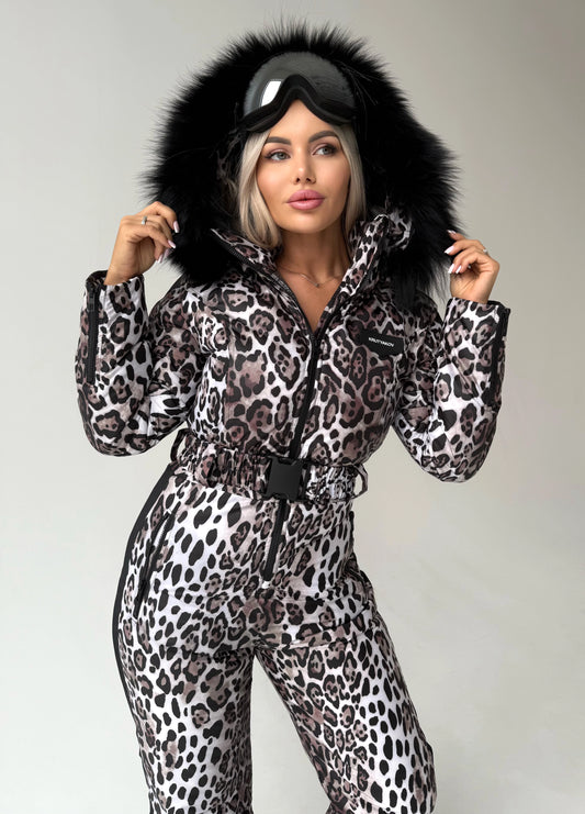 Лижний жіночий комбінезон LEO STRIPE з хутром