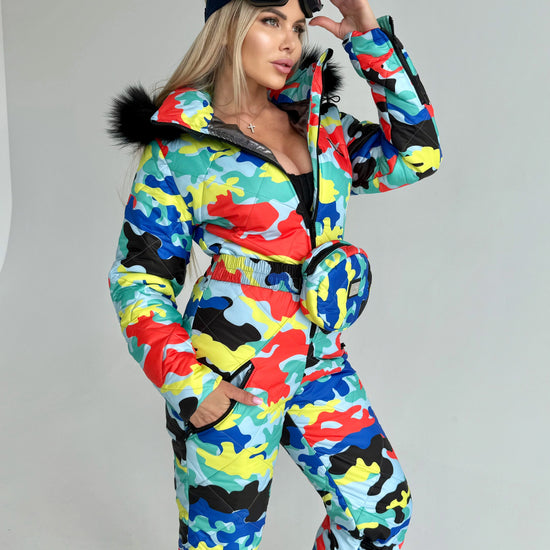 Теплий жіночий комбінезон KRUTYAKOV MULTICOLORED для катання на лижах, сноуборду та зимових прогулянок