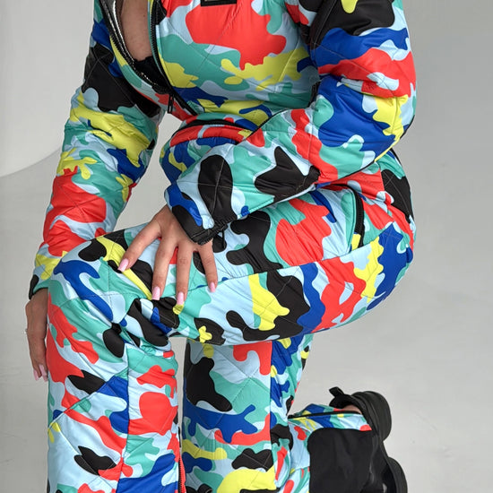 Зимовий жіночий one piece ski suit KRUTYAKOV у multicolored камуфляжі для активної зими та подорожей