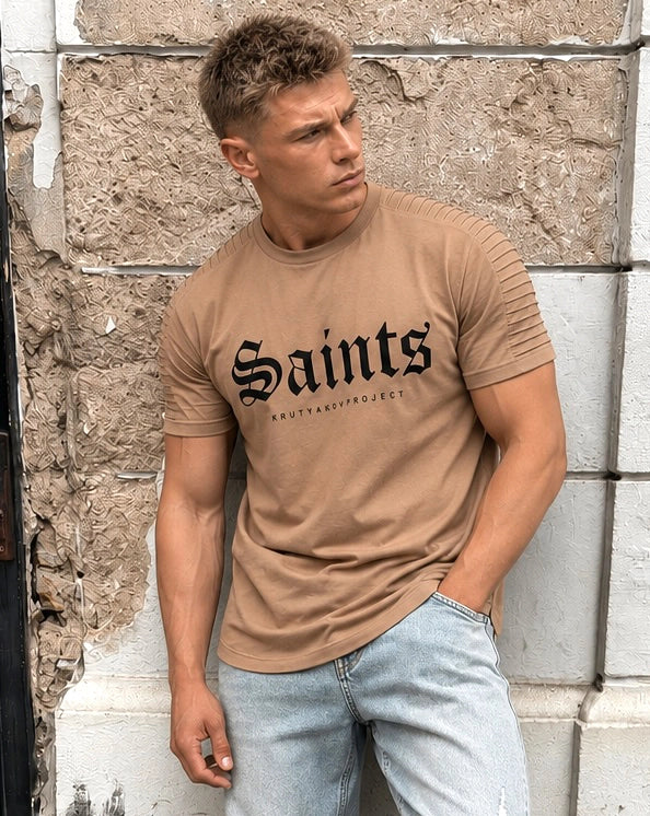 Дизайнерська чоловіча футболка SAINTS бежева