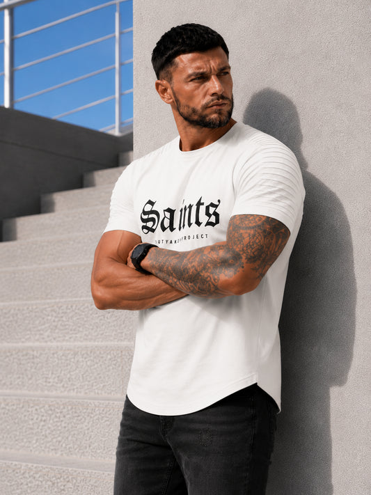 Біла чоловіча футболка SAINTS KRUTYAKOV преміального дизайну