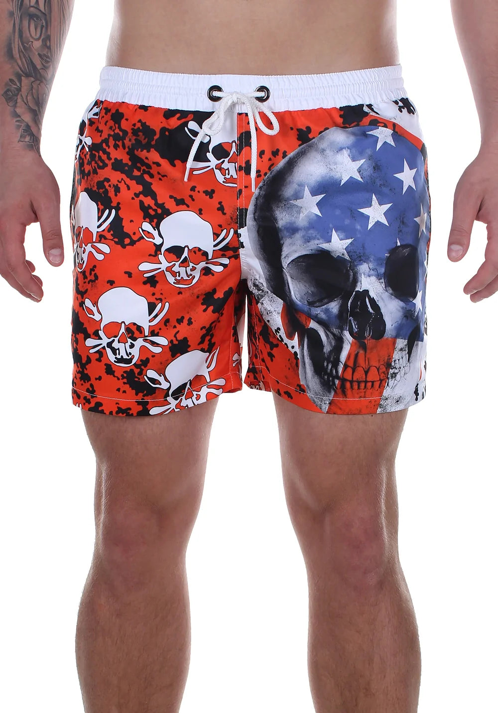 SWIMSHORTS AMERICAN FLAG SKULLS