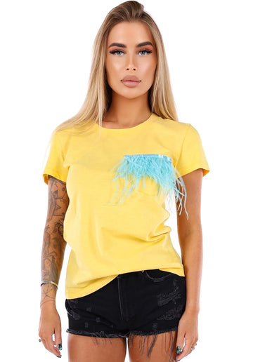 T-SHIRT FEATHERS POCKET