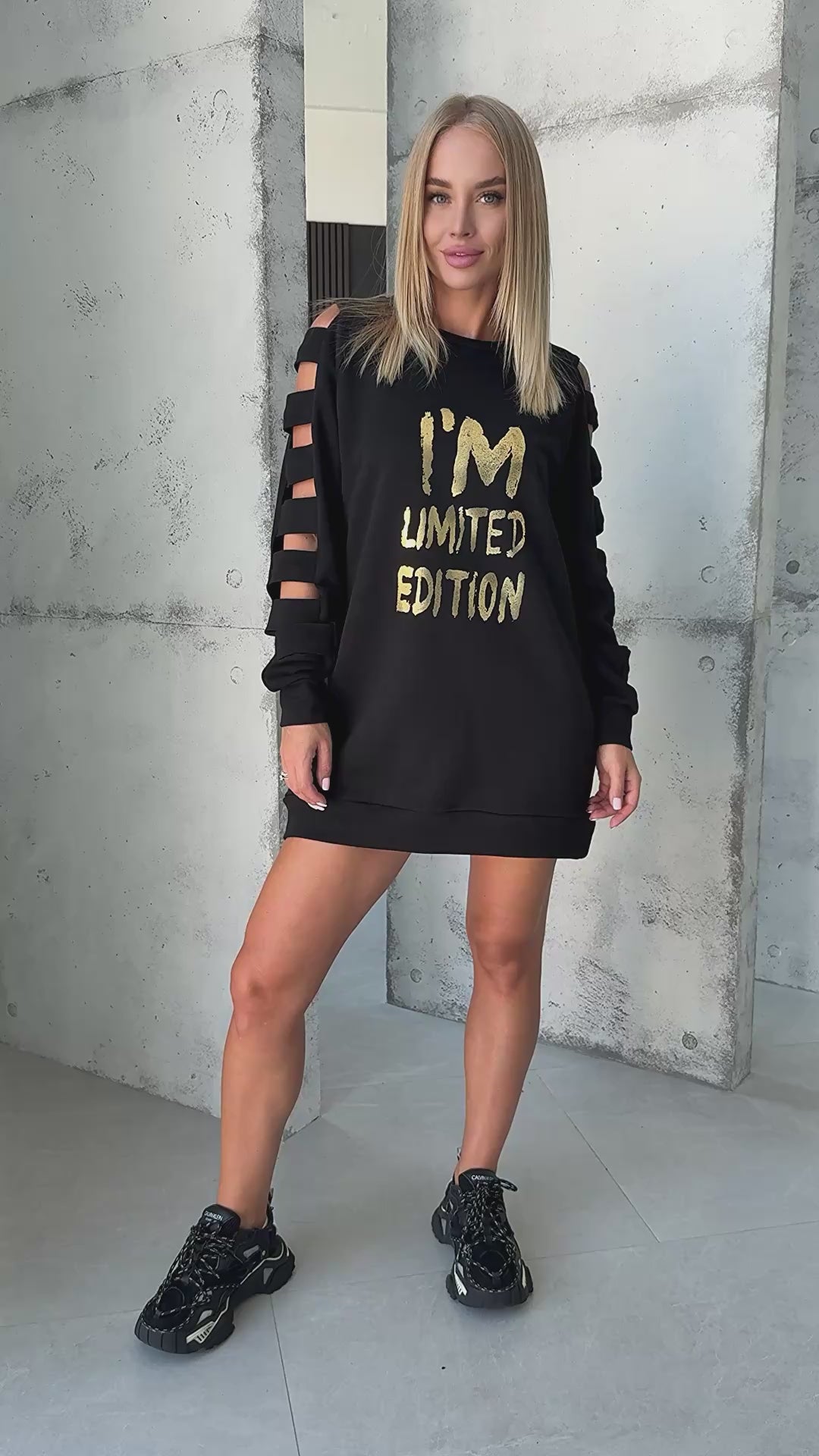 Жіноче плаття-світшот oversize LIMITED EDITION чорне