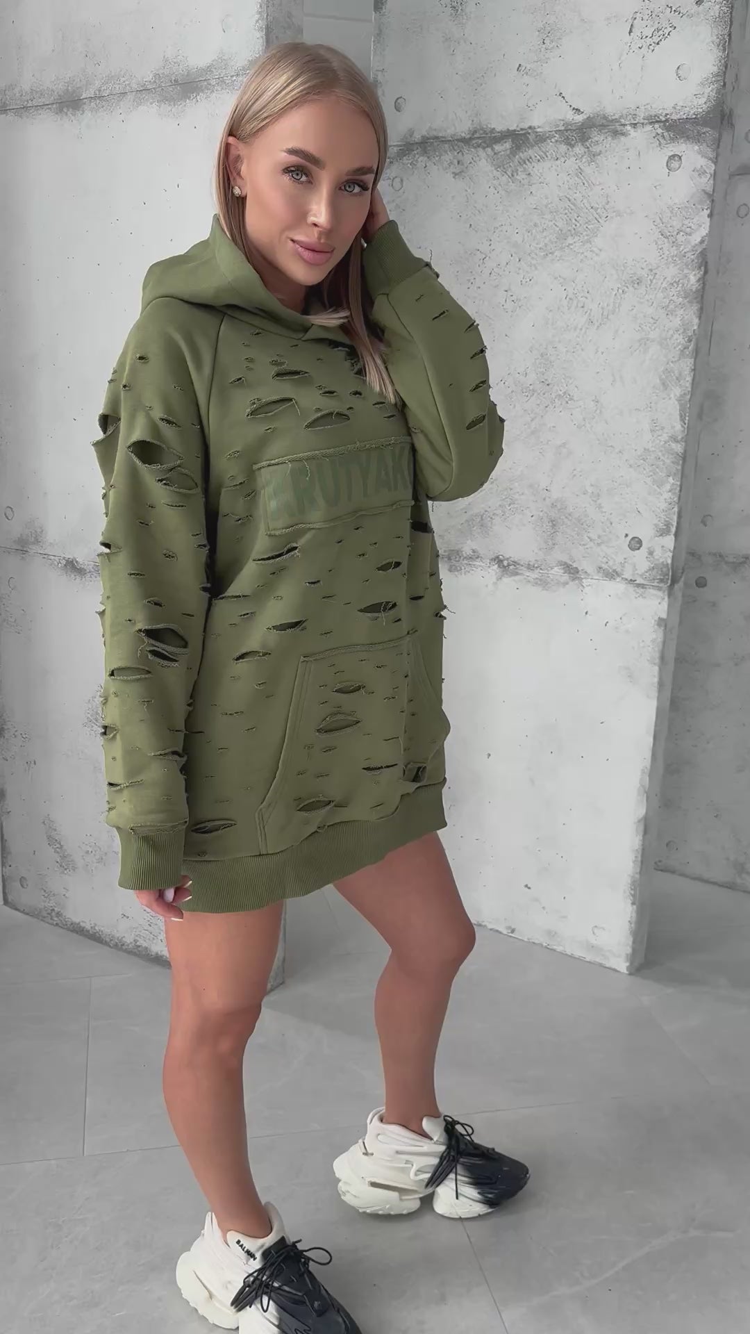 Толстовка Destra хакі KRUTYAKOV у streetwear стилі